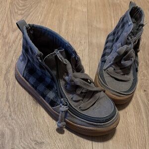 Plaid High-Top Sneakers with Full Wrap Zipper